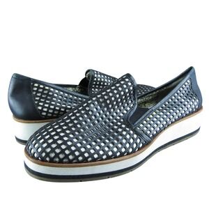 Ellen Degeneres Navy and White Woven Slip-On Loafers